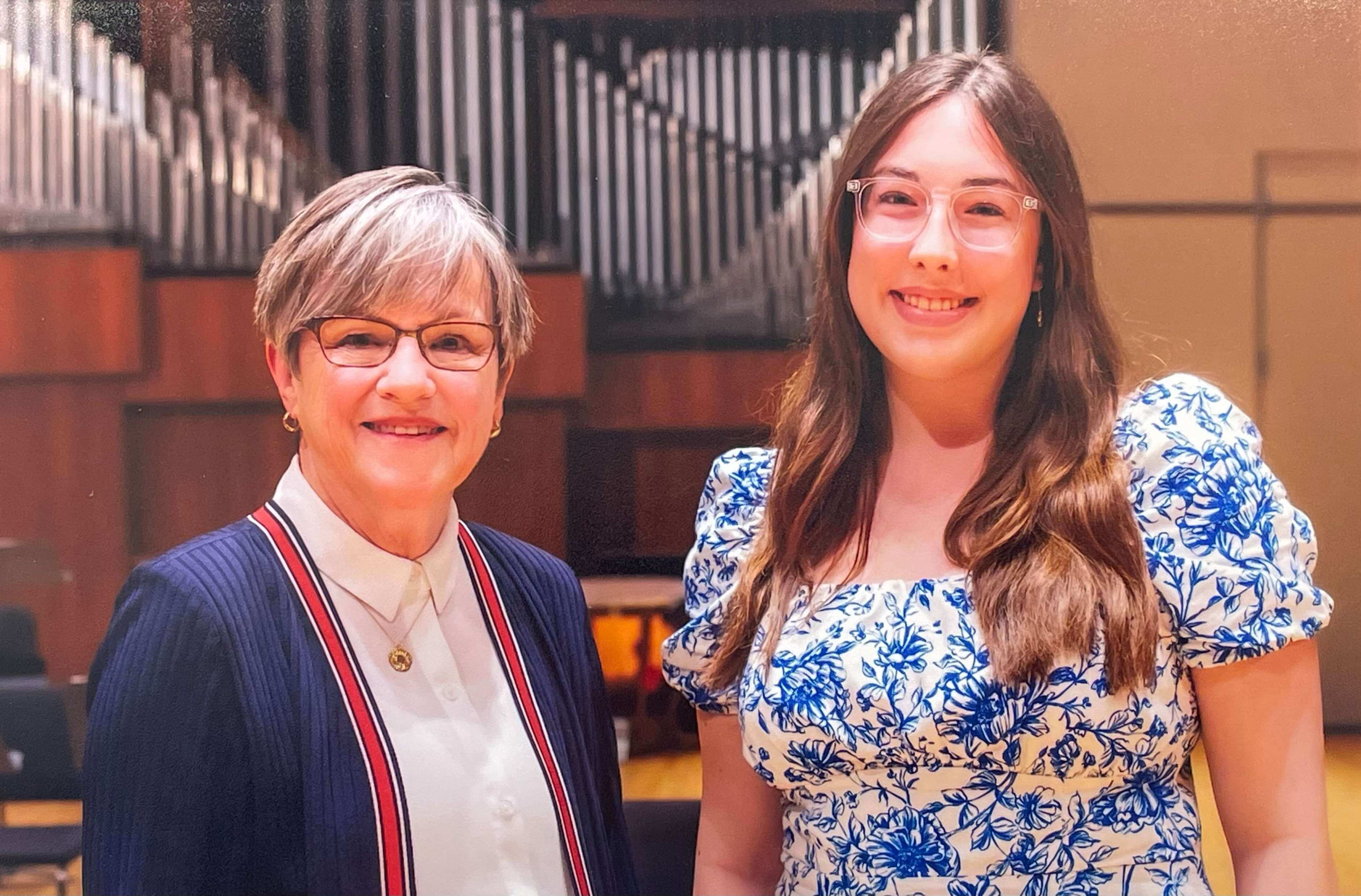 Ellie Foos with Governor Laura Kelly