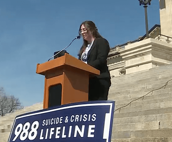 Ellie speaks at Kansas Mental Health Advocacy Day at the Statehouse