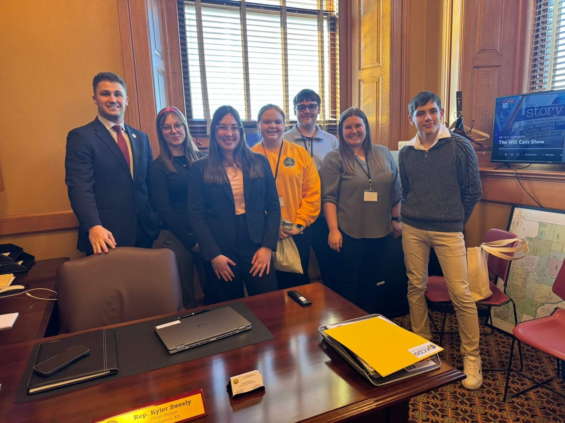 Ellie meeting with Kansas Representative Kyler Sweely